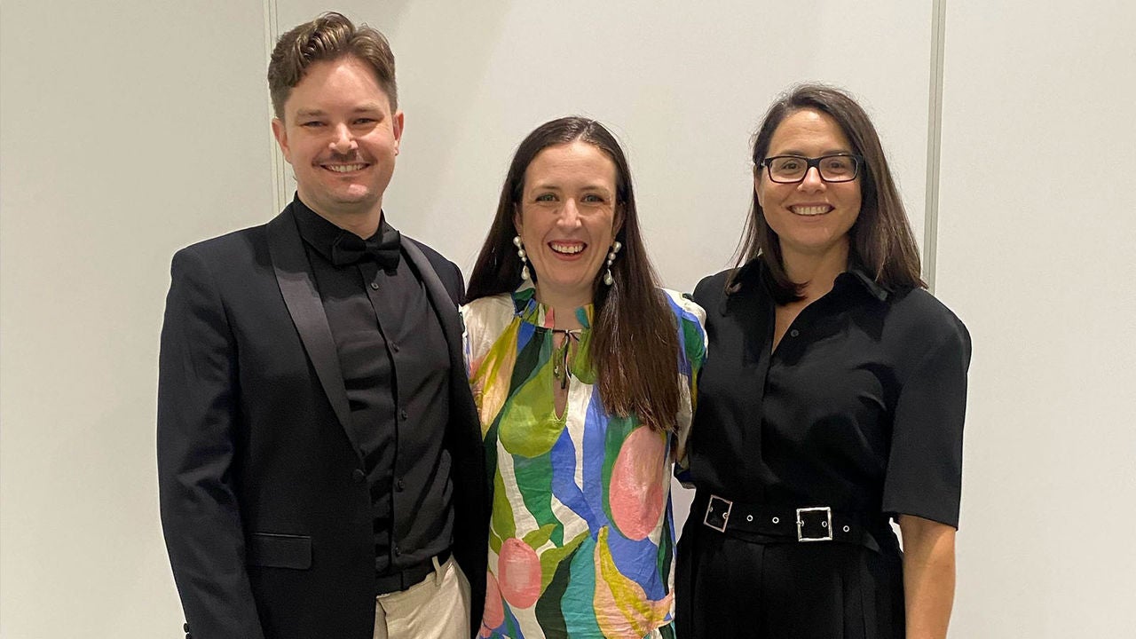 From left to right, Legal Aid NSW Disability and Carer Network co-chairs Jacob Orrock-Steuart and Lauren Watts with executive sponsor Jackie Finlay at the Australian Disability Network's IMPACT 2025 conference.
