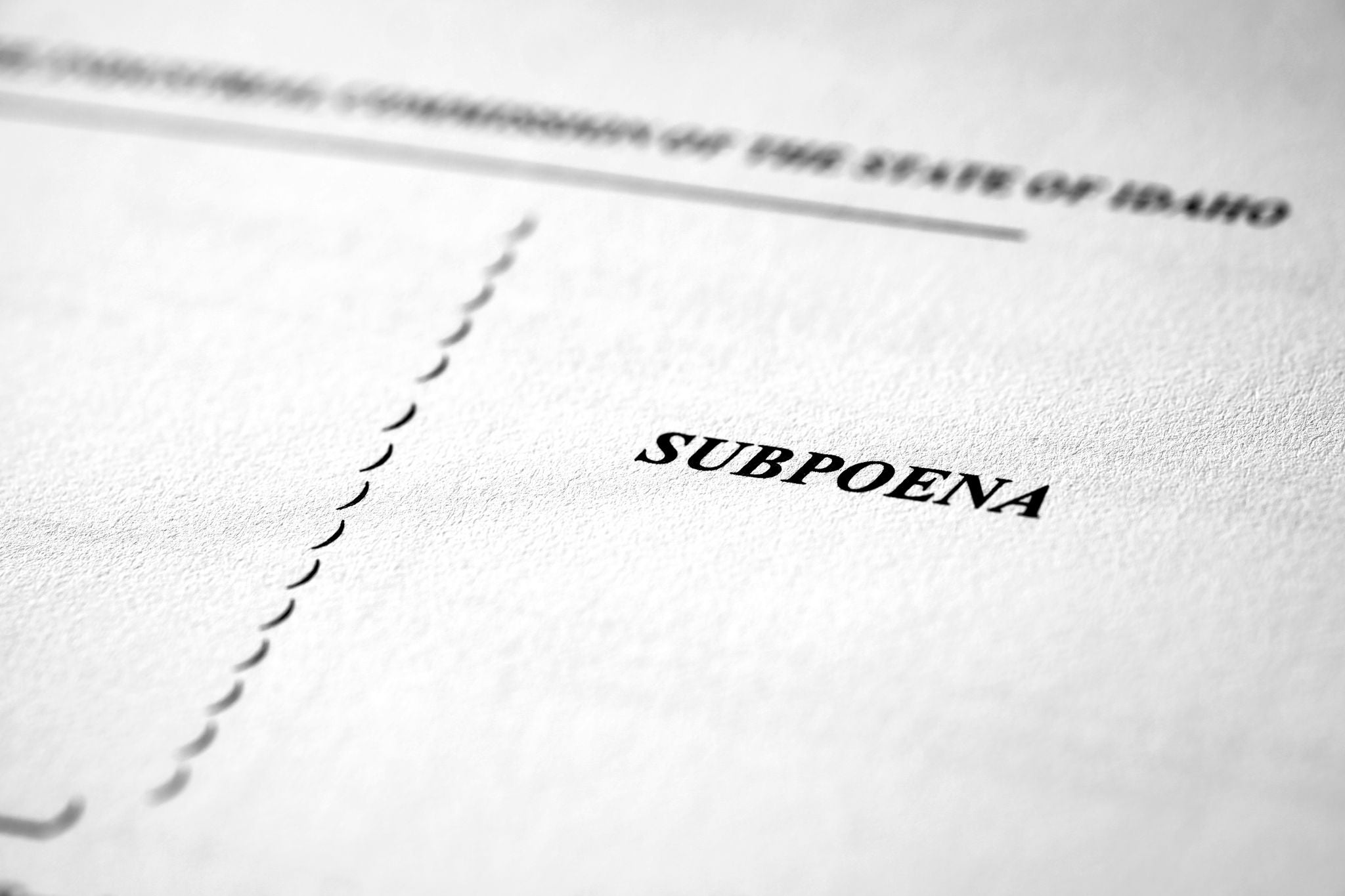 Subpoena for Court Legal Documents Law
